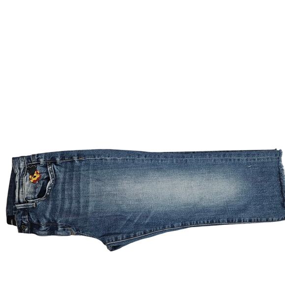 Driftwood Colette Embroidered Cropped Distressed Jeans size 31 - Picture 8 of 10